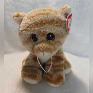 CLEO (Big Eyes) Ty Beanie Babies Ginger Tabby Cat Plush VelveTy 2017